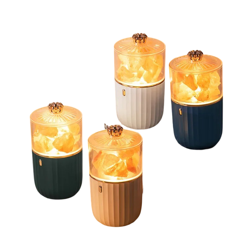 Oppladbar fargerik saltlampe med aromaterapi. - Velvære&Ro